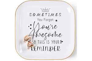 COZITED Inspirational Gifts for Women Trinket Ring Dish Jewelry Tray - You're Awesome Gifts for Her Female Friend Unique Gifts for Women Birthday Christmas Valentines Mother's Day, White