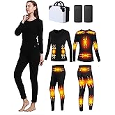 Women's Heated Thermal Underwear Set 16 Heating Zones Womens Winter Outdoor Sports thermals top and bottom set