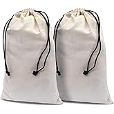 ZENPAC Cowboy Boot Bag, Beige Duster Flannel Pouch with Drawstring Closure, Washable Breathable Cotton Fabric for Shoes, Luggage, 12.5x20.5 2 Pack