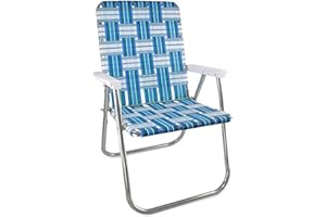 Lawn Chair USA | Folding Aluminum Webbed Chair for Camping, Sports, and Beach | Classic - Sea Island with White Arms