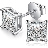 Jiamiaoi Stud Earrings Screw Back Sterling Silver Cubic Zirconia Stud Earrings Set 4 Millimeters-8 Millimeters Nickle Free Hypoallergenic Earring Studs