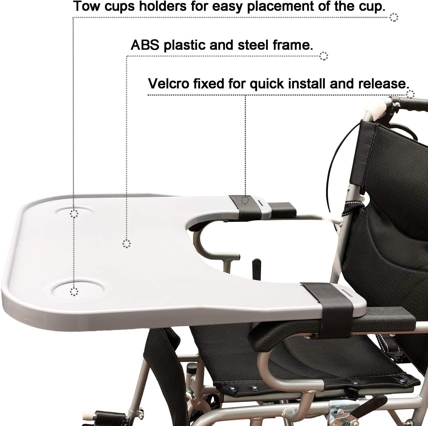 Wheelchair Tray Table with Cup Holder, Removable Wheelchair Lap Tray, Medical Portable Wheelchair Desk Accessories for Eating, Reading, Resting: Health & Personal Care