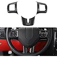 Linskip Steering Wheel Trim Compatible with Dodge Charger/Challenger/Durango/Dart 2009-2014 & Journey 2013-2022, Steering Wheel Cover for Charger Interior Accessories 3Pcs(Carbon Fiber)
