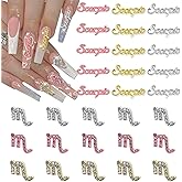 XEAOHESY 30 Pieces Gold Silver Pink Alloy Scorpio Zodiac Nail Charms 15pcs Symbols Sign Charms for Nails 15pcs Words Nail Charms for Women Birthday Nail Art(October 24th to November 22nd)