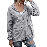 Cdiecer Women's Raincoats Lightweight Rain Jacket Windproof Spring Jackets Adjustable Hooded Windbreaker with Pockets