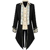 IWQBQ Men's Pirate costume Medieval Steampunk Tailcoat Gothic Retro Jacket Halloween costume