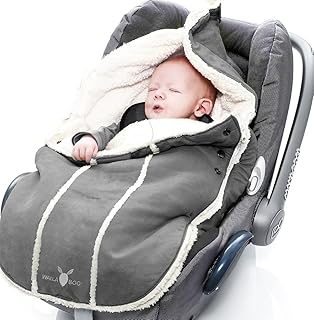 Wallaboo Fußsack, Universal für Babyschale, Autositz, z.B. für Maxi-Cosi, Römer, für Kinderwagen, Buggy oder Babybett, Farbe: Grau
