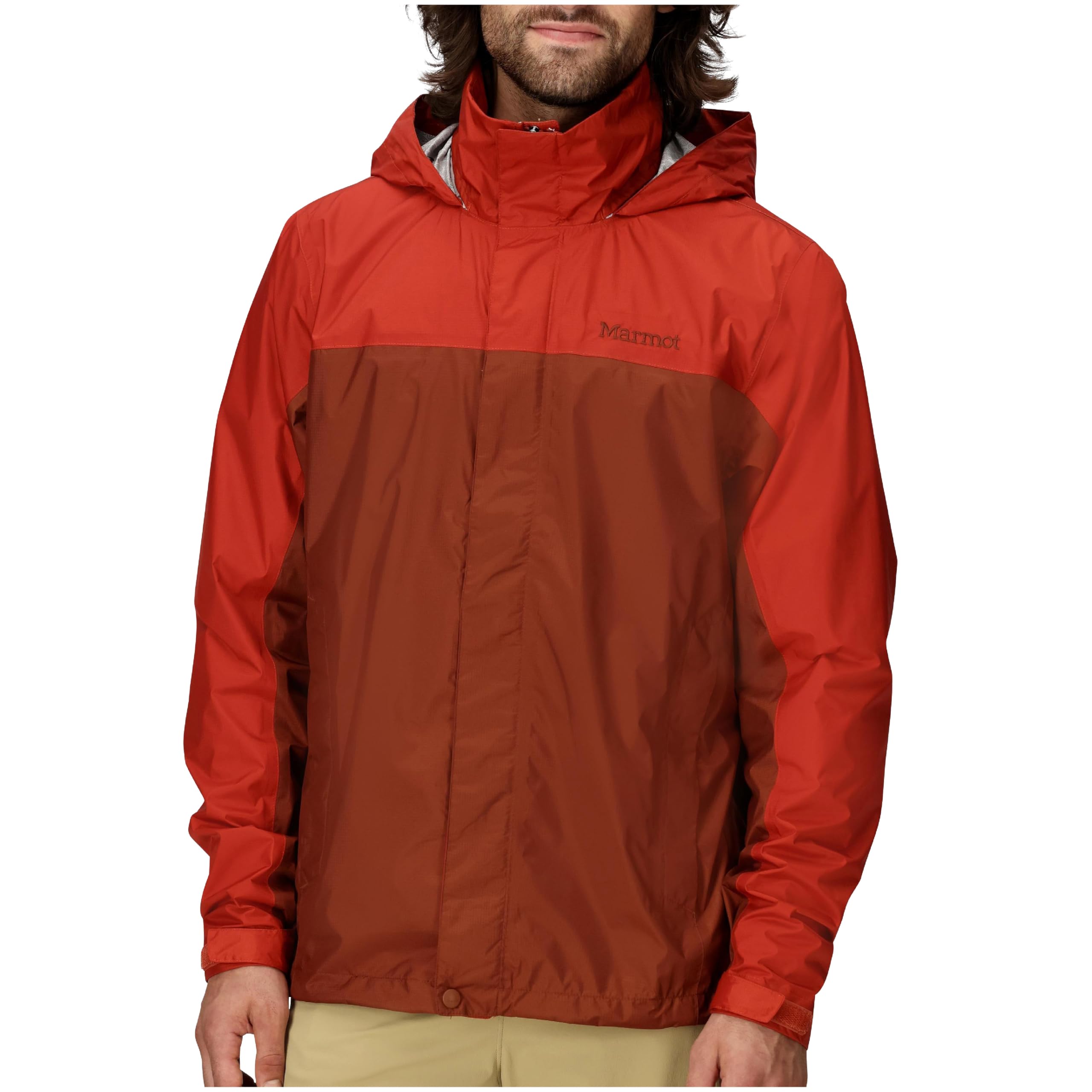 MARMOT Men's PreCip Eco Lightweight & Waterproof Rain Jacket, Pecan/Sumac - Latest Collection, Medium Image