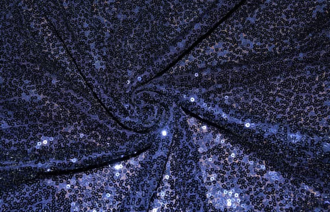 Fancy Textiles Heavy Sequin Sparkly Decorations Material Dress Making Fabric (1 Meter(pre Cut), Navy) — image 1