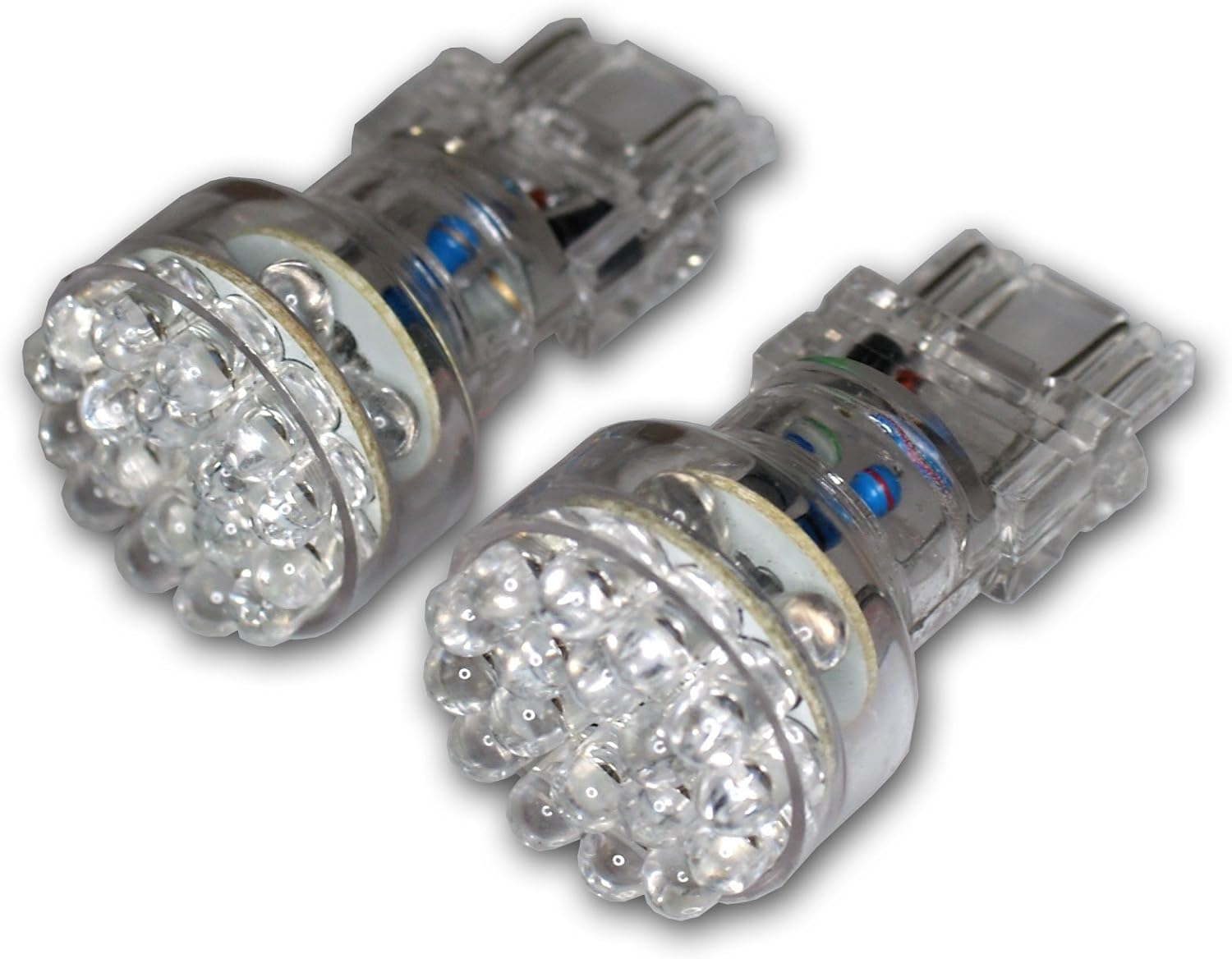 TuningPros LEDSL-3157-A24 Stop Light LED Light Bulbs 3157, 24 LED Amber 2-pc Set