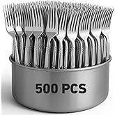 Nuenen 500 Pcs Dinner Forks Bulk 7.1 Inches Stainless Steel Silverware Metal Fork Mirror Finished Dishwasher Safe Flatware Forks for Kitchen Restaurant Commercial Catering Wedding