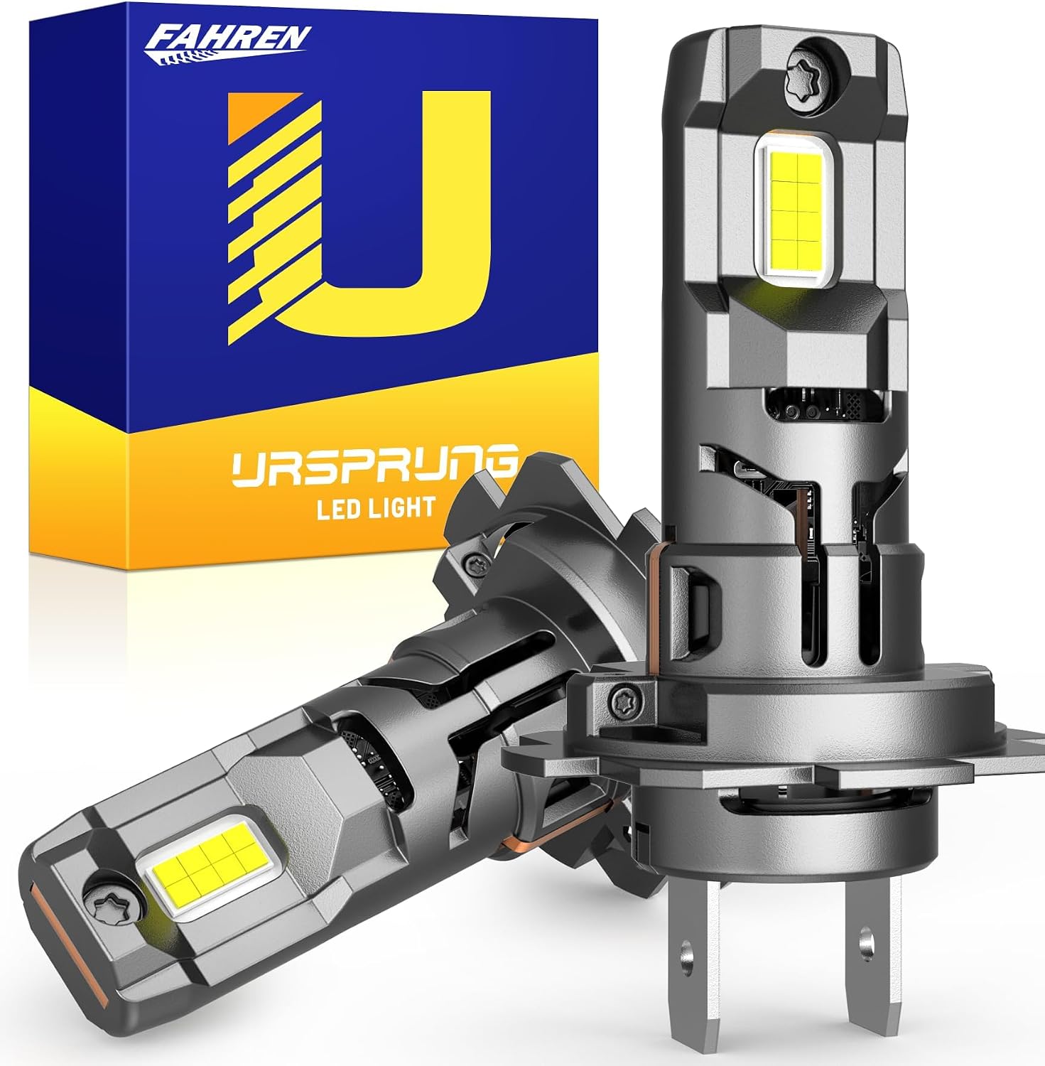 FAHREN 2026 H7 LED Headlight Assemblies, 40000LM 1000% Super Brightness H7 LED Bulbs, 1:1 Mini Size Plug and Play, 6500K Cool White H7 Halogen Replacement, Pack of 2