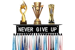 Dafftos Medal Hanger Ribbon Holder Display Shelf Medals Wall Metal Trophy Rack Organizer Frame Awards Ribbon Cheer Gymnastics Soccer Softball Runner Custom Hold Medals Easy to Install