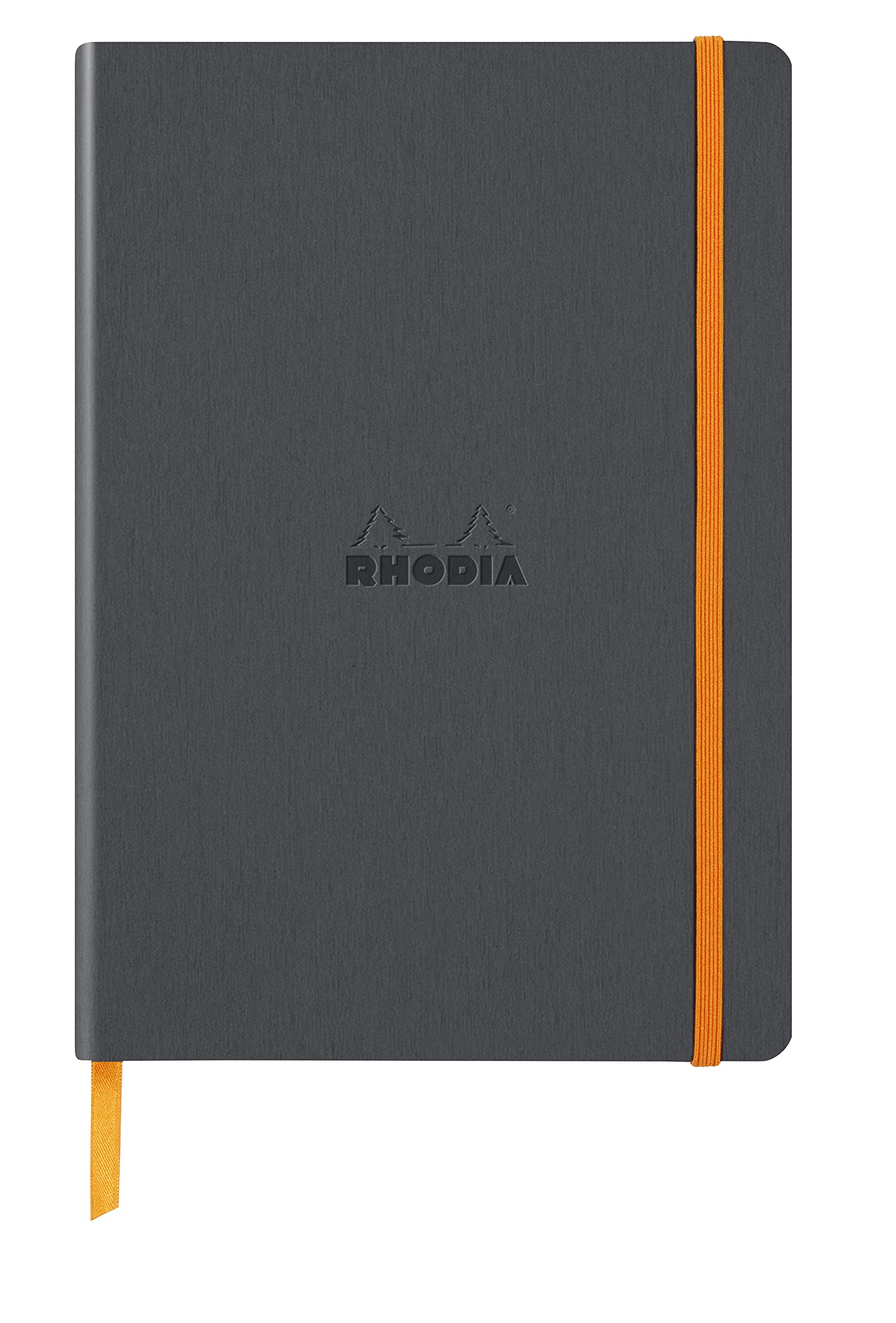 RHODIA 117385C - Titanium Soft Notebook - A5 - Lined - 160 pages - Clairefontaine Ivory Paper 90 g/m - Bookmark, Elastic Closure - Faux Leather Cover - Rhodiarama Collection