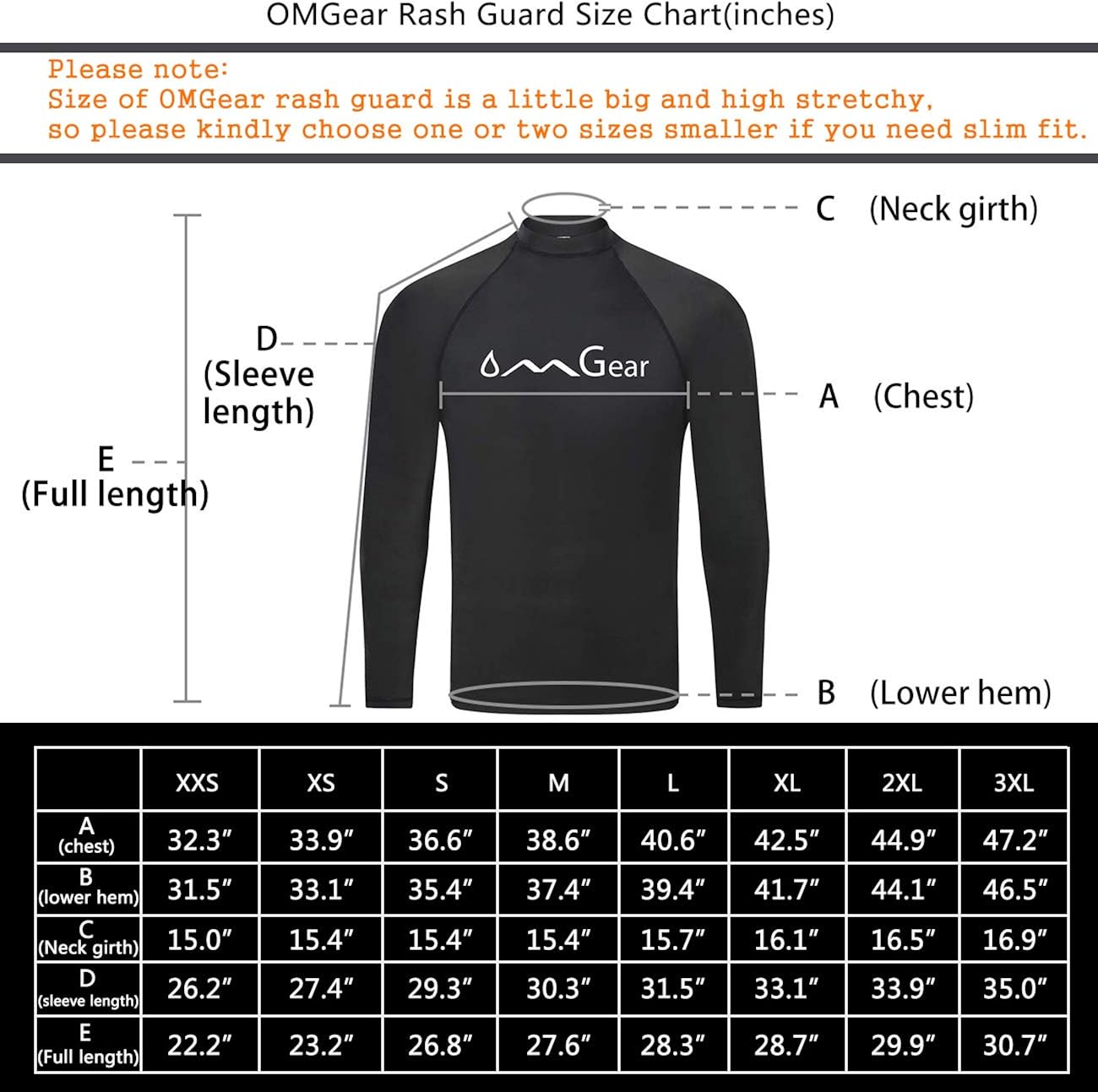 OMGear Rash Guard Swim Shirt Sun Block Short Long Sleeve Surf Tee Swimsuit Top: Clothing