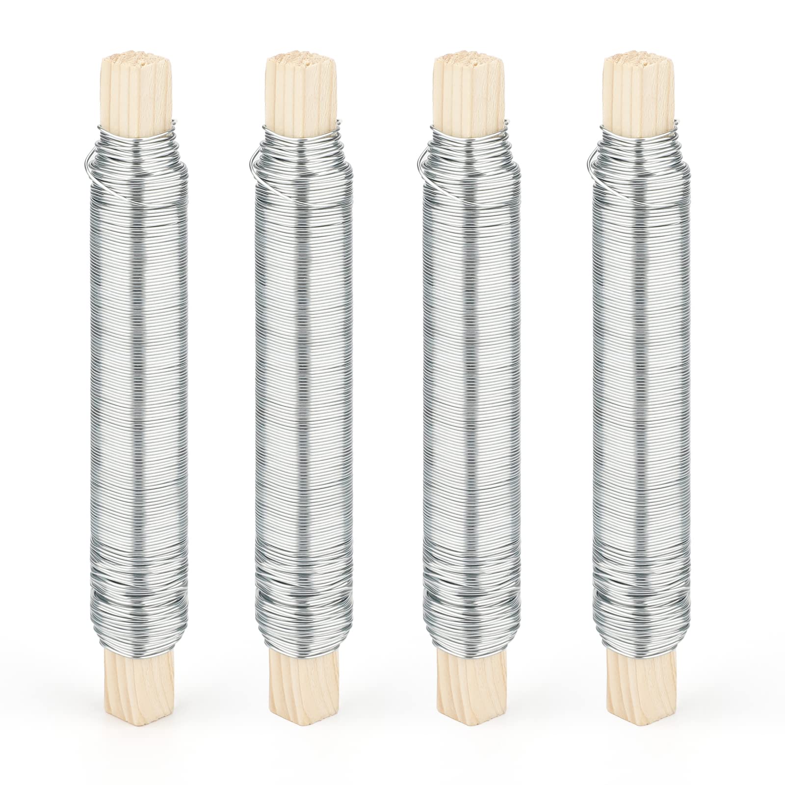 KINGLAKE Galvanised Florist Wire for Wreath Making, 4Pcs x 38m Floral Wire Craft Binding Wire for Floristry & Flower Arranging, Garland, Flexible Garden Wire Thin Plant Twist Wire Tie (22 Gauge)