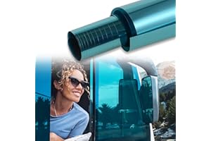 XhuangTech Blue Mirror Tint for Cars, 35% VLT Reflective Window Privacy Film, UV Blocking Heat Insulation Anti Glare for Side Rear Window Chrome Window Tint with Sun Protection 20In X 10FT