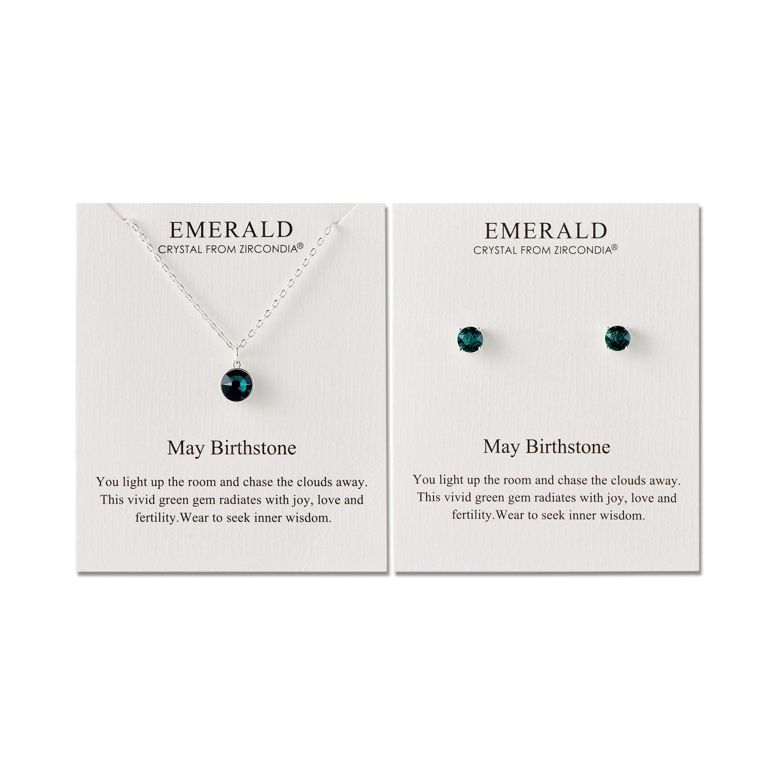 Philip Jones May (Emerald) Birthstone Necklace & Earrings Set Created with Zircondia® Crystals