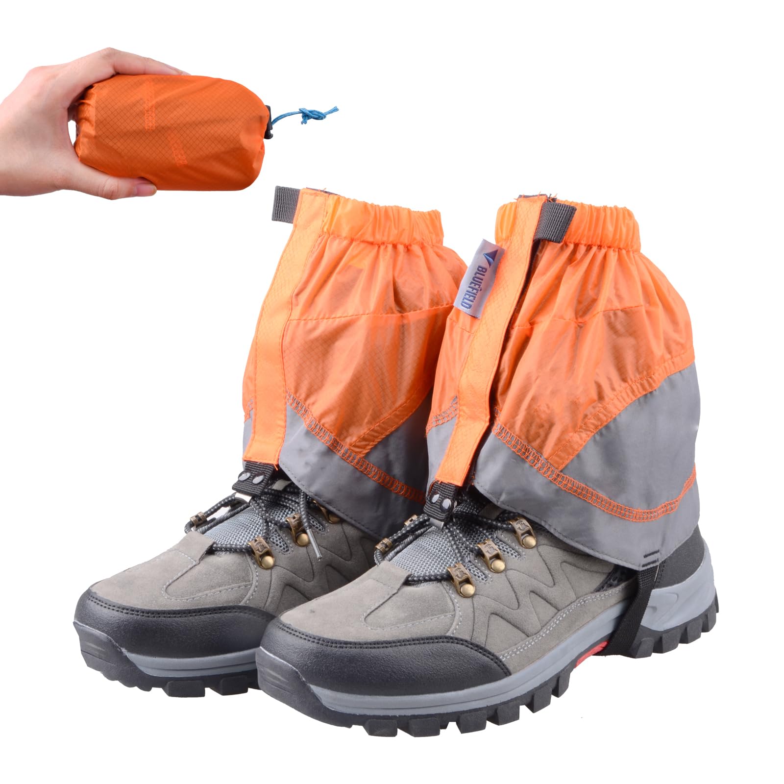 TRIWONDER Hiking Gaiters for Men Women Waterproof Ankle Leg Gaiters Lightweight Low Gators Snow Gaiters for Walking Backpacking (Orange & Grey)