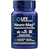 Life Extension Neuro-Mag Magnesium L-Threonate, Memory Health, Quick Thinking, Cognitive Health Support, Vegetarian, Non-GMO, 90 Vegetarian Capsules (144 mg from 2000 mg Magtein magnesium L-threonate