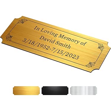 Urn Plaque Custom Engraved Name Plate Cremation Urn Memorial Urn Tag Plaque Black/Gold Backing Engraved Urn Name Plate In Loving Memory Of