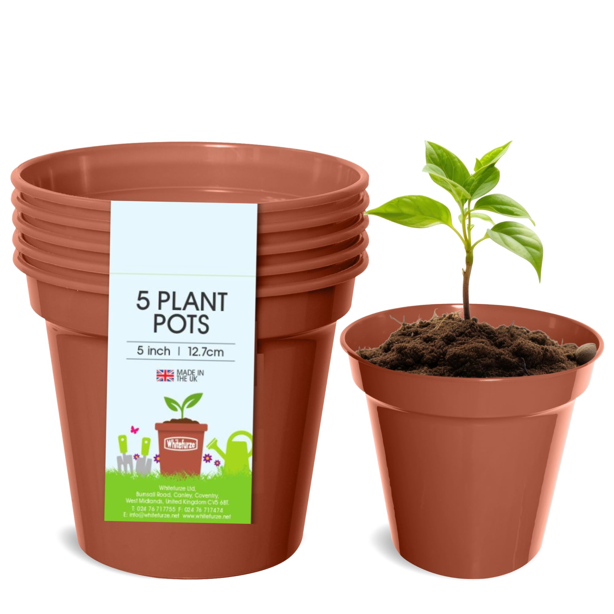WHITEFURZE 12.7CM GARDEN POT - TERRACOTTA SET OF 5