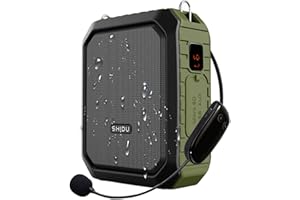 SHIDU Wireless Voice Amplifier Bluetooth Speaker 18W Waterproof Portable PA System with UHF Wireless Mic Headset Rechargeable