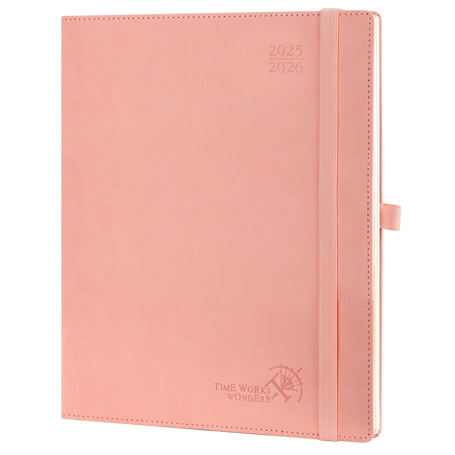 Photo 1 of POPRUN Planner 2025-2026 (Large - 8.5'' x 10.5'') Academic Weekly Calendar (July 2025 - June 2026) with Hourly Time Slots, Monthly Tabs, 100GSM Thick Papers, Leather Soft Cover - Pink