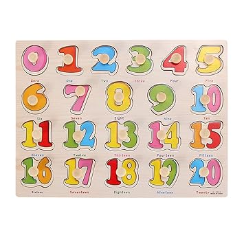 TOYMYTOY Wooden Numbers Puzzle Bundle Board Raised Numbers Wooden Puzzle Toys