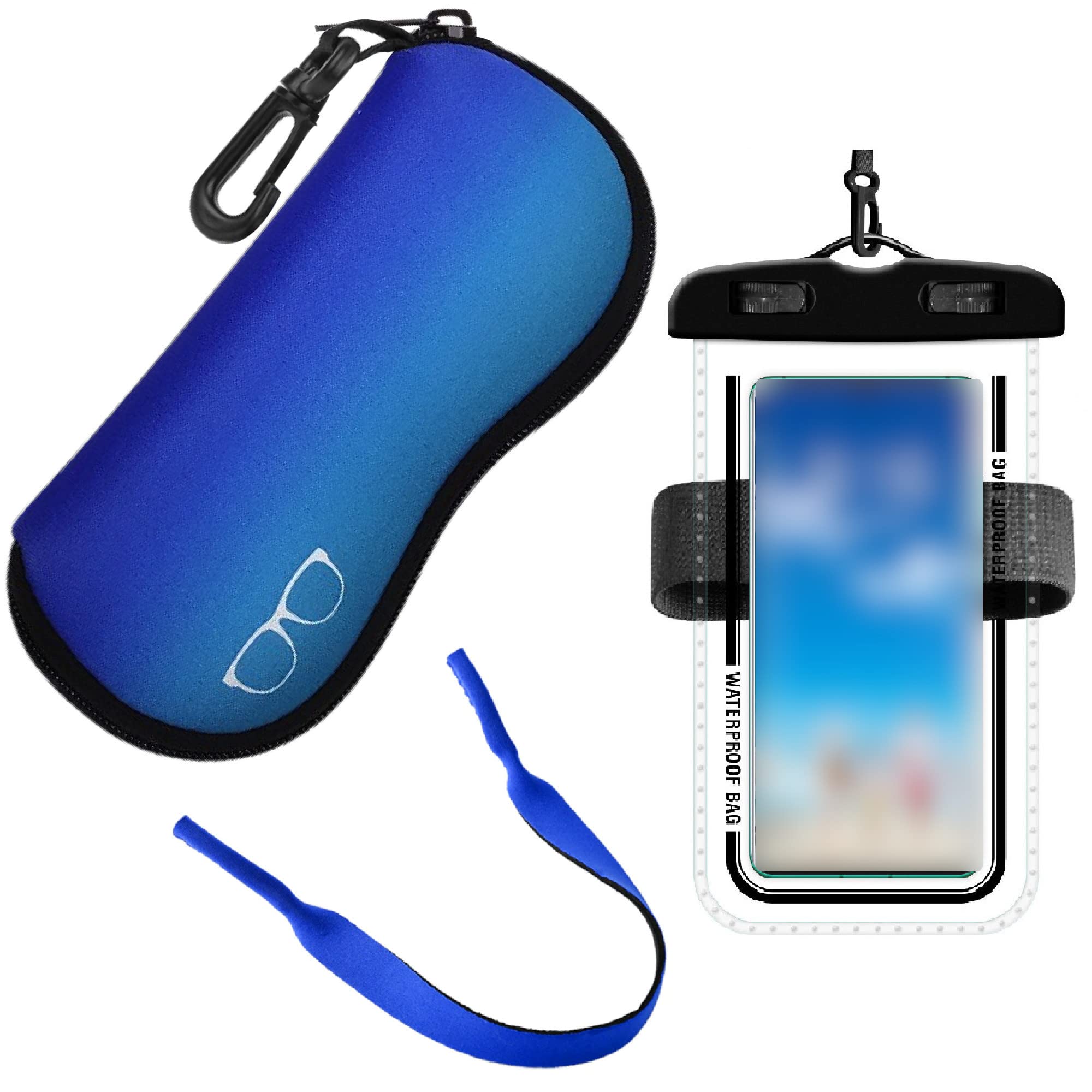 GOOGIT Glasses and Mobile Phone Case Set High Visibility Glasses for Sea Swimming Pool, blue, Taglia unica, Case
