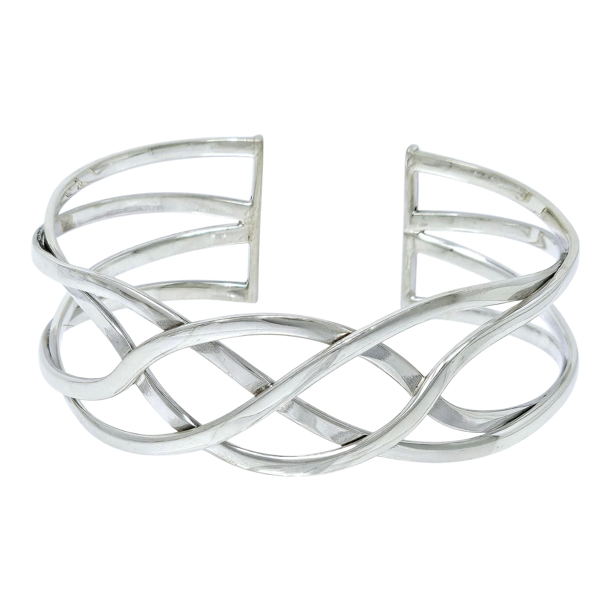 Treasure Bay Stylish 22mm Wide Statement Cuff Bangle Bracelet For Women - Made from 925 Sterling Silver - Adjustable - Jewellery Gift for Her