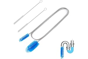 DMIMIA Double Ended Drain Cleaning Brush & 2 Pack Straw Cleaner Set - Flexible 2M Pipe Brush and 20CM Tube Scrubber for Kitch