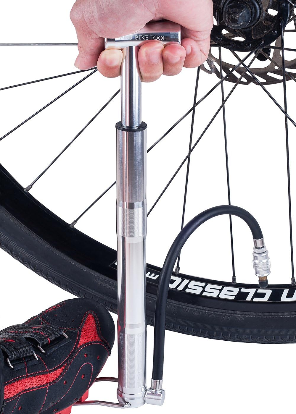 Mini Floor Bike Pump, Super Fast Tire Inflation, Secure Presta and Schrader Valve Connection. High Pressure Bicycle Pump with Stabilizing Foot Peg for Road, Mountain, Touring, Hybrid and Fat Tires : Sports & Outdoors