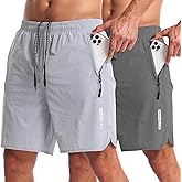 CANGHPGIN 2 Pack Mens Workout Athletic Shorts 7 inch Inseam Quick Dry Hiking Shorts Men Lightweight Sports Gym Shorts Running