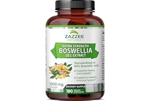 Zazzee Extra Strength Boswellia Serrata 10:1 Extract, 5000 mg Strength, 65% Boswellic Acid, 180 Vegan Capsules, 6 Month Supply, Standardized 10X High Potency, 100% Vegetarian, All-Natural, Non-GMO