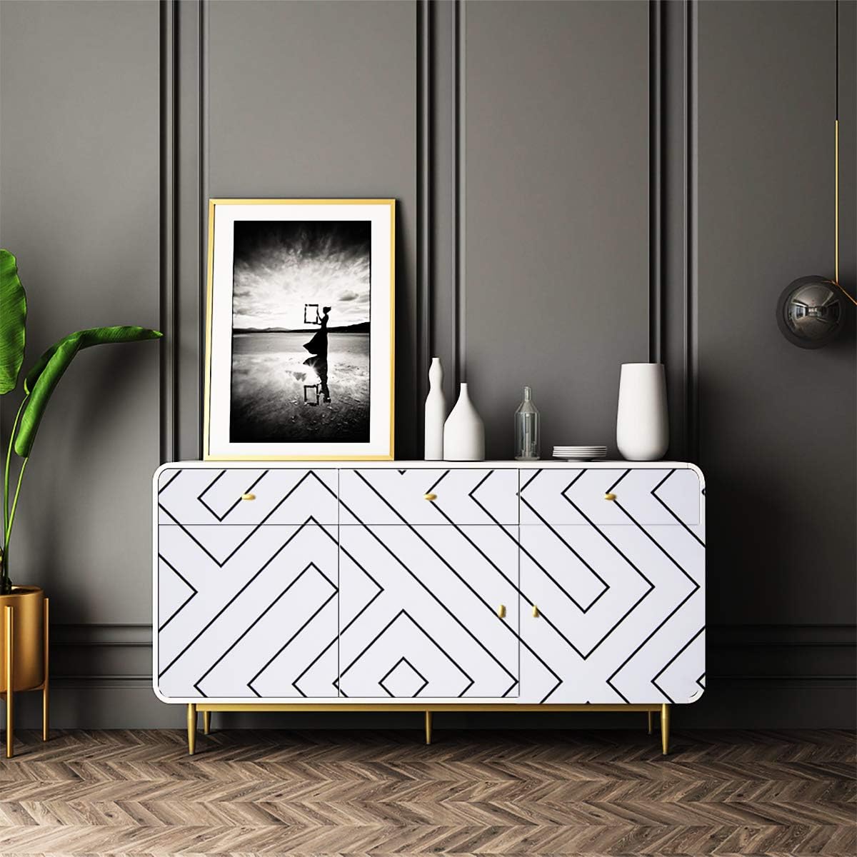 Contact Paper Self Adhesive Wallpaper White Geometric 45cm X 3m