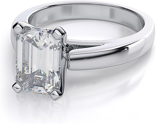 Amazon Nycスターリングエメラルドカット婚約指輪スターリングシルバー リング 通販