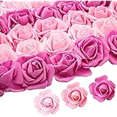 Geosar 200 Pcs Artificial Rose Flower Heads Bulk Fake Foam Roses Mini Faux Flower for Bridal Shower Wedding Flower Arrangements Centerpiece DIY(2.76 Inch,Pink Series)