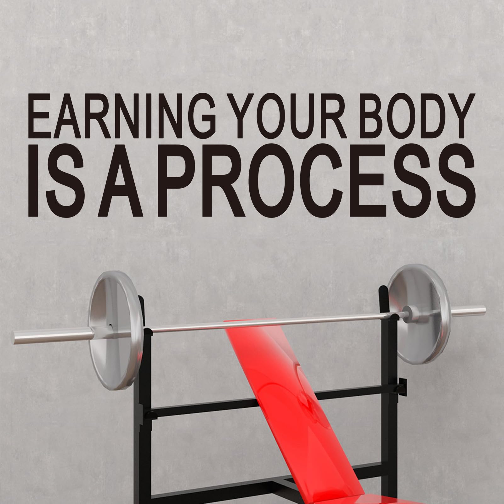 VODOE Earning Your Body is a Process Wall Stickers Motivational Gym Quotes Wall Decals Inspirational Yoga Exercise Sports Positive Fitness Garage Art Vinyl Wall Decor 35"X9.8"