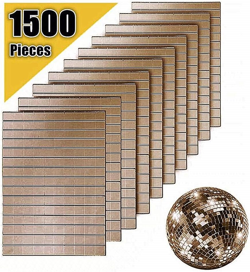 AIVS SelfAdhesive Real Glass Craft Mini Square & Round Mirrors Mosaic Tiles