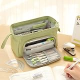 EASTHILL Large Capacity Pencil Case Green with Front Flap Open Design view 5