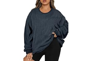Eytino Women Plus Size Sweatshirts Long Sleeve Crew Neck Casual Oversized Soft Pullover Tops Shirts(1X-5X)