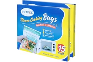 WRAPOK Microwave Steamer Bags 30 Pack Zip Steam Vegetable Cooking Bag for Potatoes Meat, 7.9 X 8.7 Inches