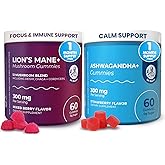 DR. MORITZ Ashwagandha Gummies + Lions Mane Mushroom Gummies Bundle – 60 Count Each – Sugar-Free, Non-GMO – with L-Theanine – Ashwagandha for Women & Men – Calm, Focus, Relaxation & Immune Support