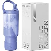 Simple Modern Trek Pivot | 24oz Kids Flip Straw Tumbler with Handle and Silicone Boot | Insulated Water Bottle Stainless Steel Cup | School Travel Jug | Purple Tie Dye