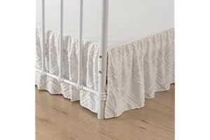 XUAN DIAN Bed Skirt Queen Size Ruffled Bed Skirt with Split Corners, 16 Inch Drop Dust Ruffle Bed Skirts with Platform, Tufted Boho Bed Skirting Queen Size, Square, Ivory, 16" Queen