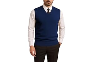 HAVYXAR Men’s V-Neck Sleeveless Sweater Vest – Solid Black Knit Vest for Men, Classic Pullover Style, Mens Sweater Vest