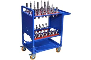 LYREIGN BT40 Blue Classic Mobile CNC Tool Storage Cart, CAT40 CNC Tool Holder Keeper Utility Carts with Wheels, CNC Tool Service Carts for Warehouses Machining Centers