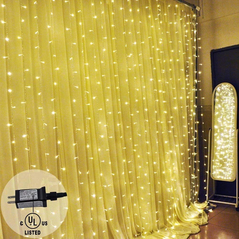 AicLuze Star 300 LED Window Curtain String Light Wedding Party Home Garden Bedroom Outdoor Indoor Wall Decorations