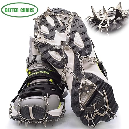 LYSHION Steigeisen, Schuh Spikes Silikon Schneeketten mit 19 Zähne Edelstahl Anti Rutsch Spikes für High Altitude Wandern EIS